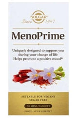 Solgar MenoPrime 30 mini-tabs, vegan, sugar-free, supports women during menopause.