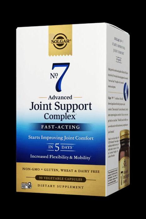 Solgar No. 7 Advanced Joint Support Complex box, 90 vegetable capsules for joint health and flexibility.