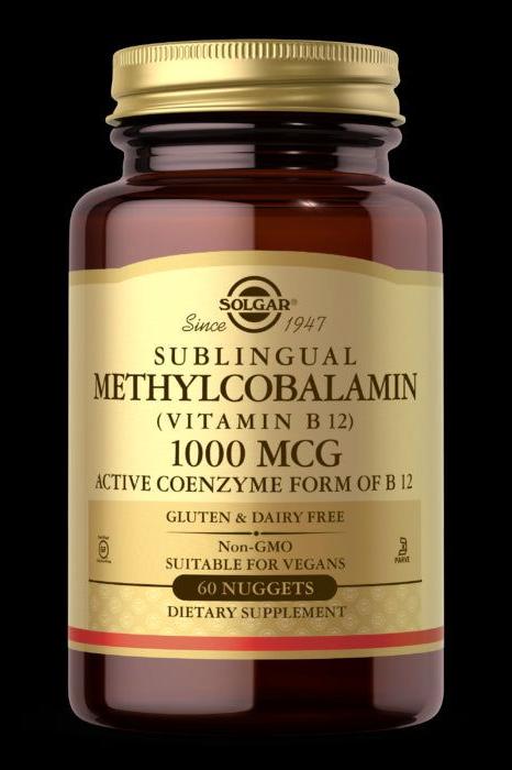 Solgar Sublingual Methylcobalamin Vitamin B12 supplement, 1000 MCG, 60 nuggets, gluten and dairy free