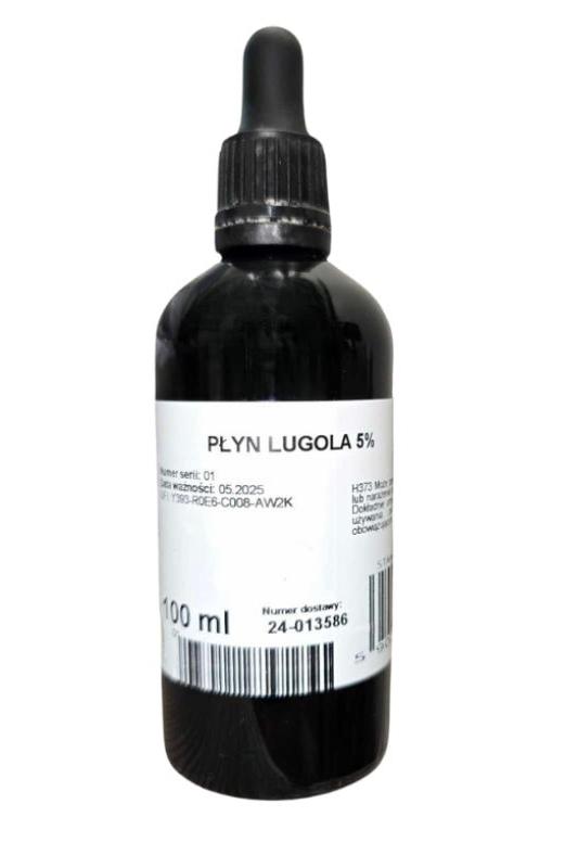 Stanlab Lugol's Fluid 5% in a dropper bottle, 100 ml, natural iodine solution supporting thyroid function.