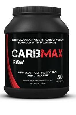 Strom Sports CarbMax product container with electrolytes, glycerol, citrulline for athletic performance.