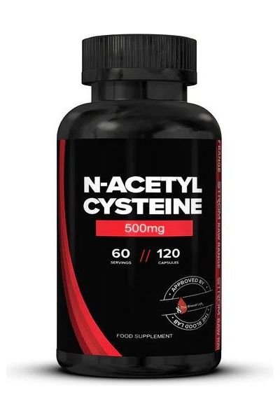 Strom Sports N-Acetyl Cysteine supplement 500mg, 120 capsules, antioxidant support, liver health, detoxification.