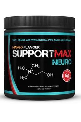 SupportMax Neuro Mango flavor health supplement with natural ingredients for cognitive support and wellness.