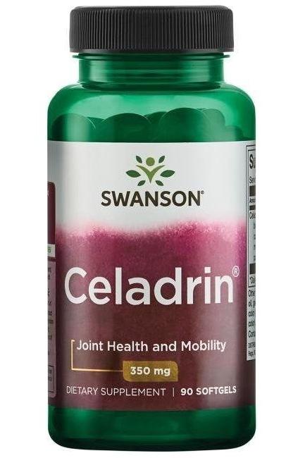 Swanson Celadrin dietary supplement bottle for joint health and mobility, containing 90 softgels of 350 mg.