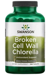 Swanson Broken Cell Wall Chlorella, 360 tablets, antioxidant support dietary supplement.