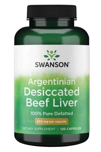 Swanson - Desiccated Beef Liver, 500mg 100% Pure Defatted - 120 caps