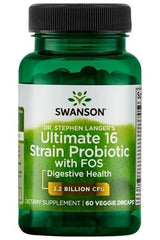 Swanson Dr. Stephen Langer's Ultimate 16 Strain Probiotic with FOS for digestive health, 60 veggie drcaps.