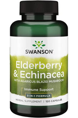 Swanson Elderberry, Agaricus, and Echinacea immune support supplement, 120 capsules, herbal formula.