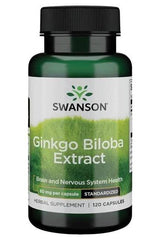 Swanson Ginkgo Biloba Extract, 60 mg per capsule, 120 capsules for cognitive support and heart health.