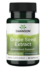 Swanson Grape Seed Extract bottle, 200 mg per capsule, 60 capsules, antioxidant support supplement.