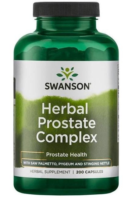 Swanson Herbal Prostate Complex supplement bottle with 200 capsules for prostate health support.