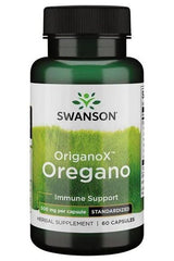 Swanson OriganoX Oregano supplement bottle, 500mg per capsule, 60 capsules for immune support.