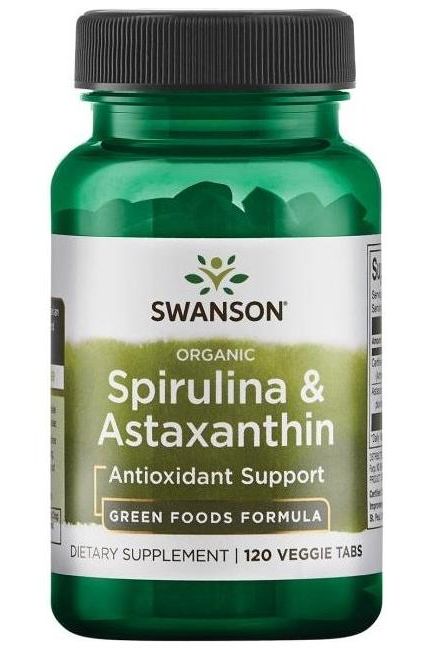 Swanson - Spirulina & Astaxanthin, Organic - 120 veggie tabs - Nutri.se