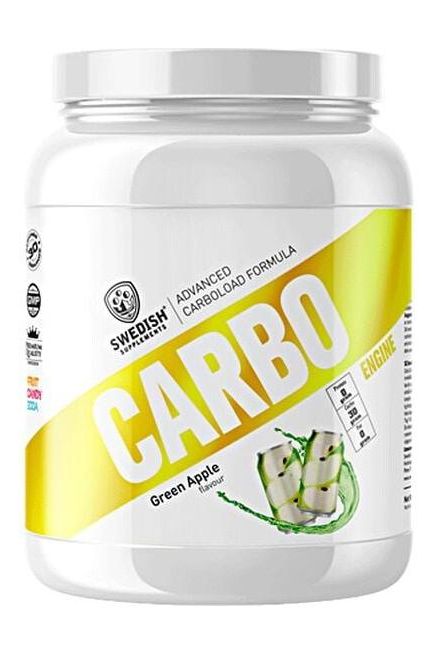 Swedish Supplements Carbo Engine 1kg in Green Apple flavor, an advanced pre-workout supplement for energy and muscle recovery.