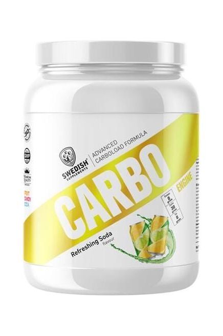 Swedish Supplements Carbo Engine 1kg, energizing pre-workout supplement in a white container.