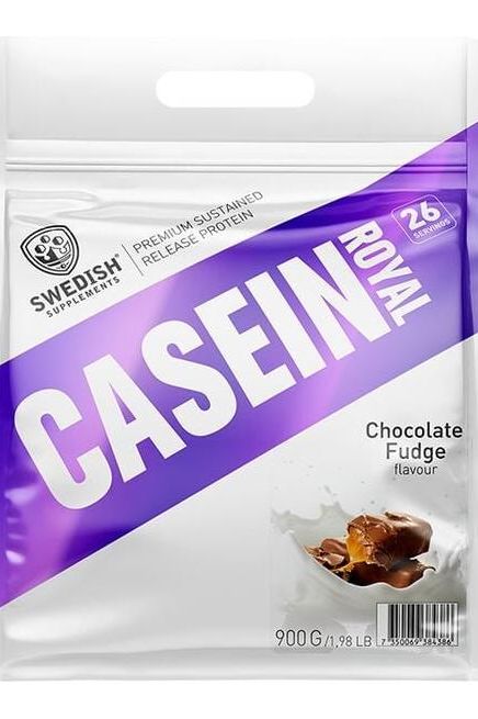 Swedish Supplements Casein Royal protein powder, 900g, Chocolate Fudge flavor, high protein snack