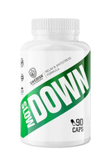 Swedish Supplements Slow Down bottle, 90 capsules for relaxation and stress relief.