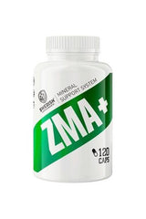 Swedish Supplements ZMA Mineral Support System bottle with 120 capsules for immune support and energy.