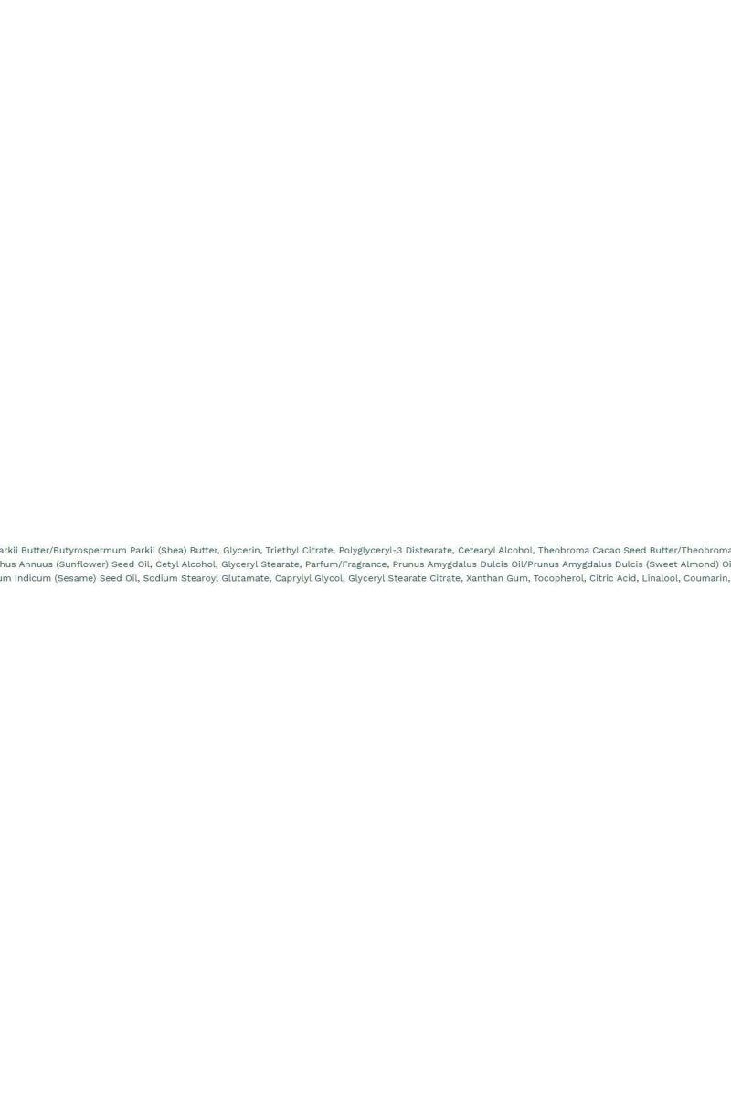 Ingredients list of The Body Shop Shea Hand Balm, highlighting natural and vegan components.