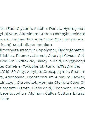 Ingredient list for The Body Shop Smoothing Day Cream, featuring natural components and soothing agents.