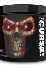The Curse! Non-Stim Pumps supplement container with skull design, promoting enhanced workout performance.