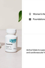 Thorne 5-MTHF dietary supplement bottle for cardiovascular health and cognitive function.
