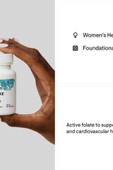 Thorne 5-MTHF supplement bottle promoting women's health and cardiovascular support.