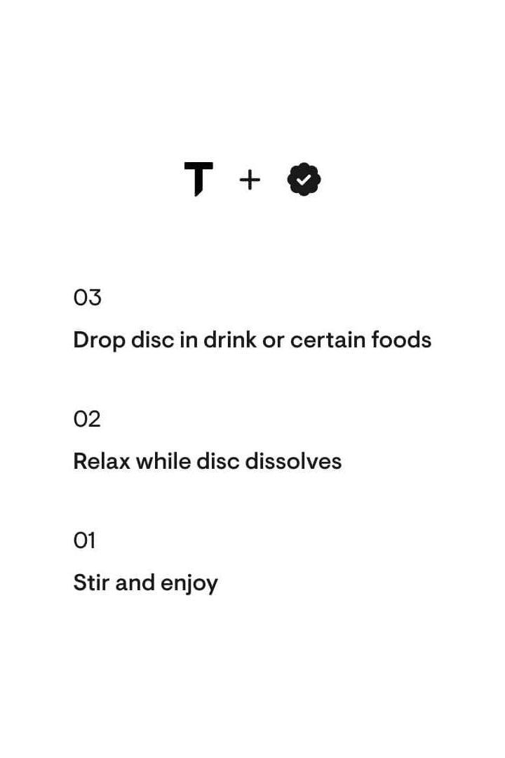 Instructions for using a dissolvable disc in drinks and foods, with steps for preparation.