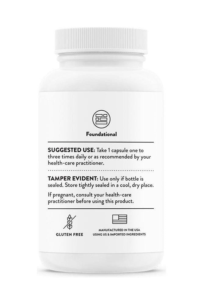 Thorne Riboflavin 5'-Phosphate supplement bottle, suggested use instructions, gluten-free, USA-made.
