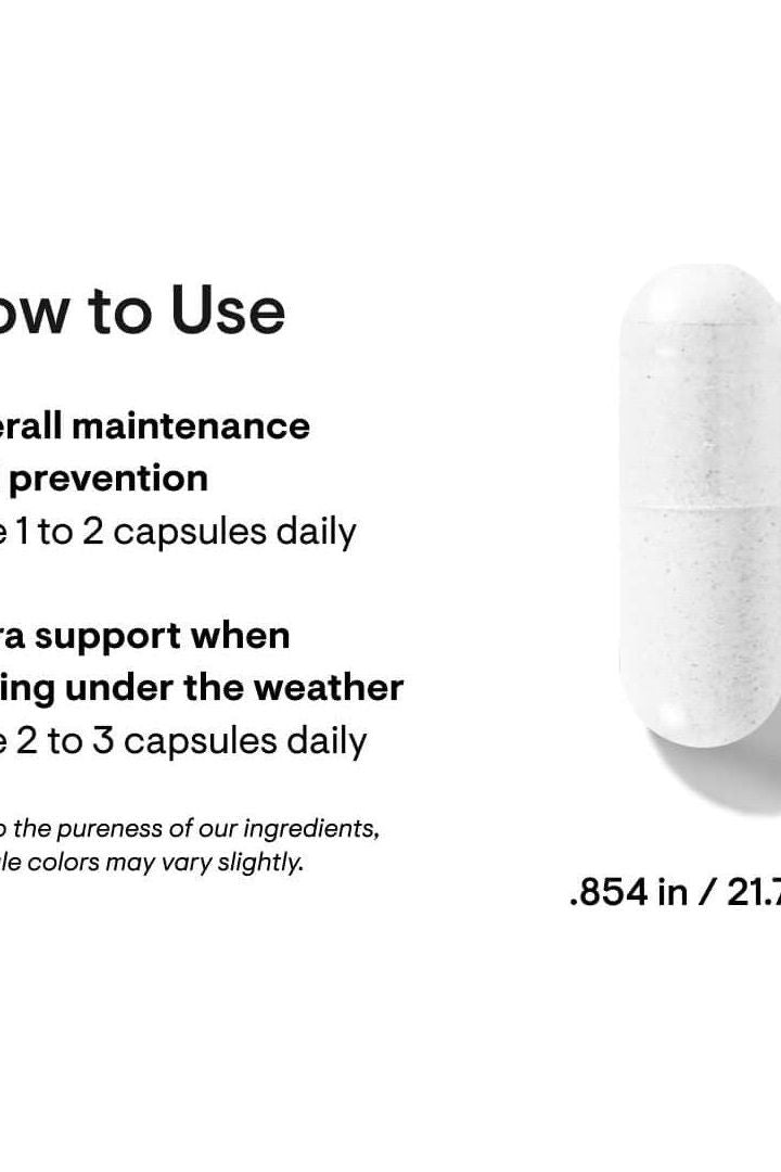 Instructions for Thorne Vitamin C: daily dosage for maintenance and extra support when feeling unwell.