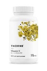 Thorne Vitamin K supplement bottle promoting bone health and cardiovascular support.