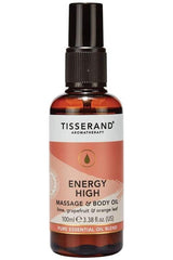 Tisserand Energy High Massage & Body Oil with lime, grapefruit & orange leaf in 100ml bottle