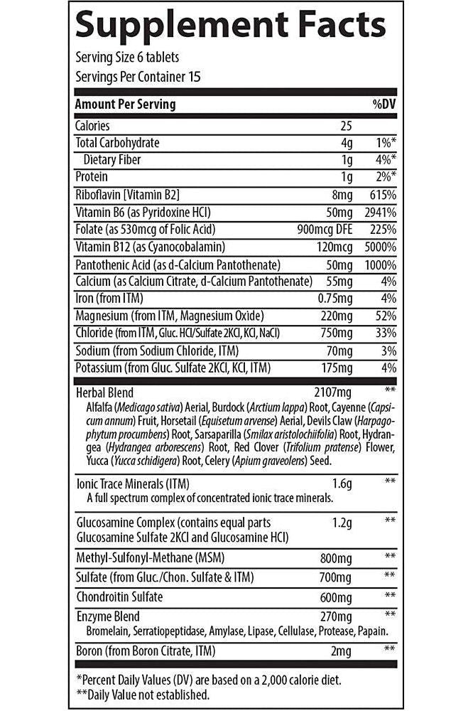 Supplement Facts for Trace Minerals - ActivJoint Platinum showing serving size and nutritional information.
