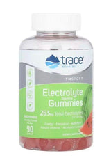 Trace Minerals Electrolyte Stamina Gummies in watermelon flavor, 90 count, ideal for hydration and muscle support.