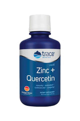 Trace Minerals Liquid Zinc + Quercetin 16 fl. oz. bottle for immune support and antioxidant benefits.