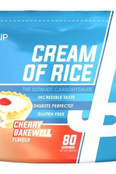 Trained by JP Cream of Rice 2000g Cherry Bakewell flavor, gluten-free carbohydrate supplement.