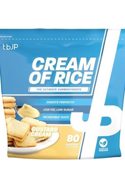 Cream of Rice 2000g package featuring low fat, low sugar, and custard cream flavor, ideal for bodybuilders.
