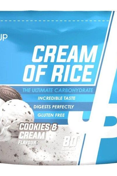 Trained by JP Cream of Rice 2000g, Cookies & Cream flavor, high-quality carbohydrate for bodybuilders.