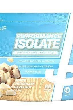 Performance Isolate by JP - White Chocolate Hazelnut flavor protein blend for enhanced recovery and digestion.