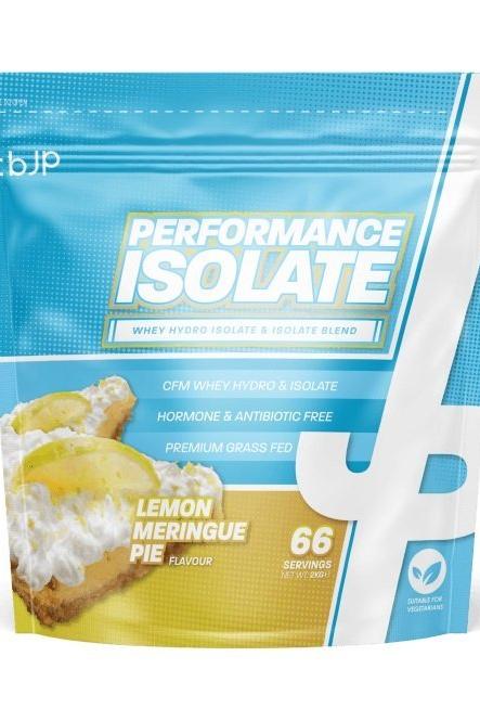 Performance Isolate protein powder bag featuring Lemon Meringue Pie flavor, 66 servings, grass-fed and hormone-free.