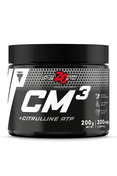 Trec Nutrition CM3 + Citrulline ATP supplement jar, enhances physical performance, strength, and recovery.