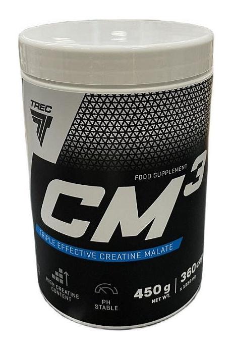 Trec Nutrition CM3 creatine malate supplement container for increased muscle strength and performance