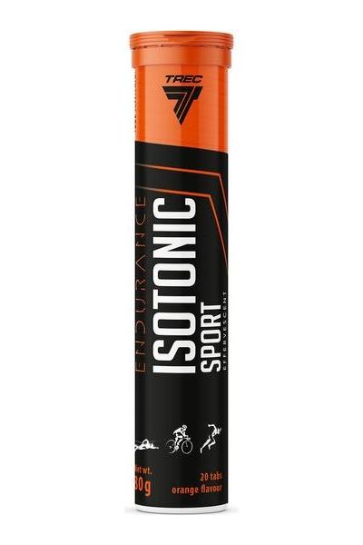 Trec Nutrition Endurance Isotonic Sport Effervescent Orange tablets, 20 count for quick hydration and essential electrolytes.