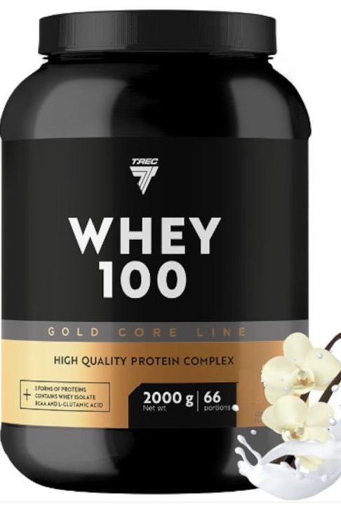 Trec Nutrition Gold Core Whey 100 protein powder, high-quality whey protein complex for muscle growth and recovery.
