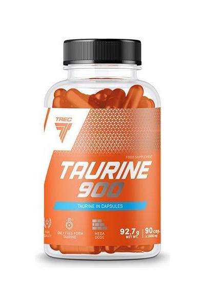Trec Nutrition Taurine 900 capsules in a bottle, designed to enhance physical and mental performance, containing 90 servings.