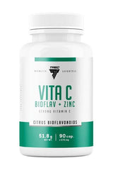 Trec Nutrition Vita C Bioflav + Zinc vitamin supplement bottle with 90 capsules for immune support.