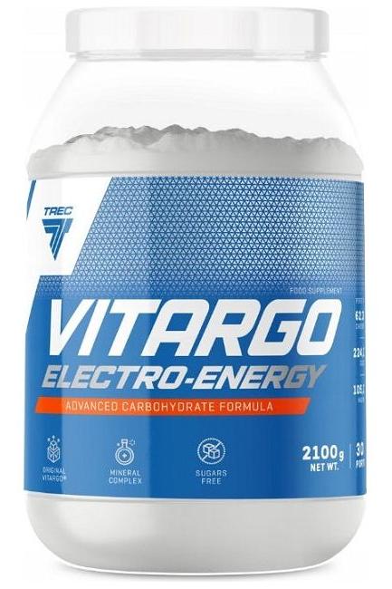 Trec Nutrition Vitargo Electro-Energy supplement jar for muscle glycogen replenishment and endurance.