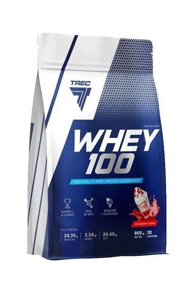 Trec Nutrition Whey 100 protein powder bag, high-quality whey protein concentrate, 30 servings.