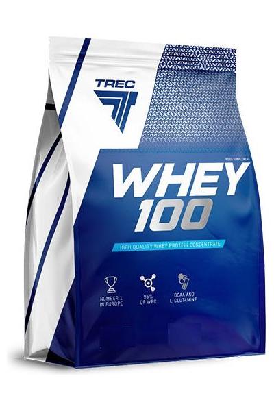 Trec Nutrition Whey 100 protein powder bag, featuring high-quality whey concentrate and BCAA.