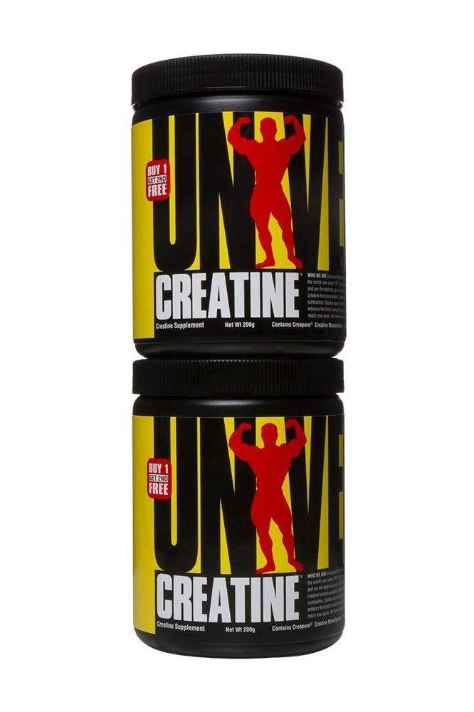 Universal Nutrition Animal Creatine™ supplement jars in a buy one get one free offer, showcasing premium creatine blend.